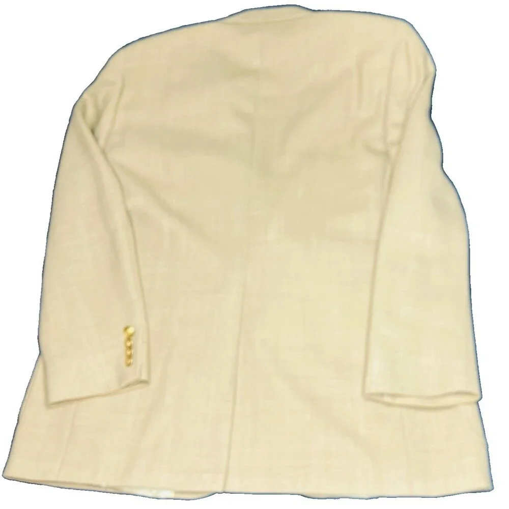 Chaps Ralph Lauren Vtg Sport Coat Hopsack 42 44 Silk Wool Tan USA Preppy Blazer